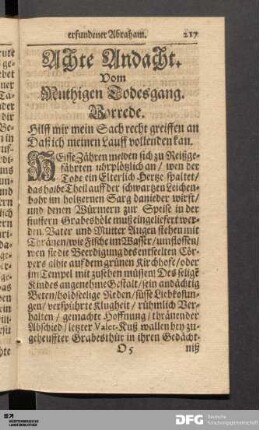 Achte Andacht. Vom Muthigen Todesgang.