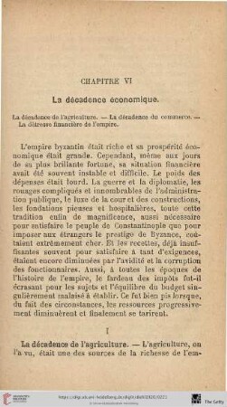 Chapitre VI: La décadence économique