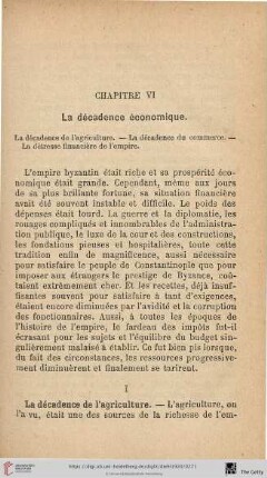 Chapitre VI: La décadence économique