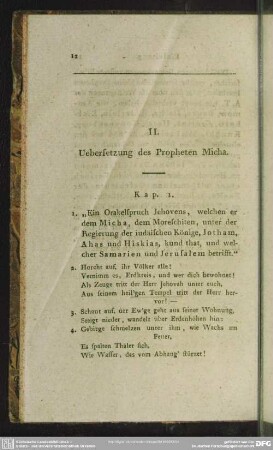 II. Uebersetzung des Propheten Micha