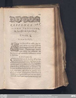 Responce Au Livre Troisieme, du Sacrifice de Iesus Christ.