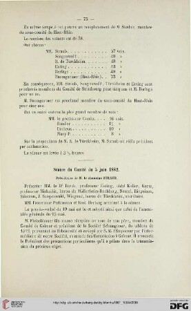 Séance du Comité du 5 juin 1882