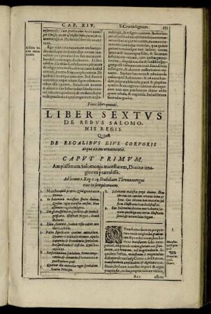 Liber Sextus [...] Qui est De Regalibus Eius Corporis atque animiornamentis.