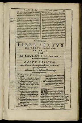 Liber Sextus [...] Qui est De Regalibus Eius Corporis atque animiornamentis.