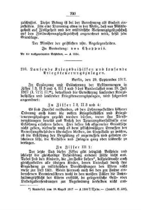 Laufende Kriegsbeihilfen und laufende Kriegsteuerungszulagen : [A. Behörden und Beamte]