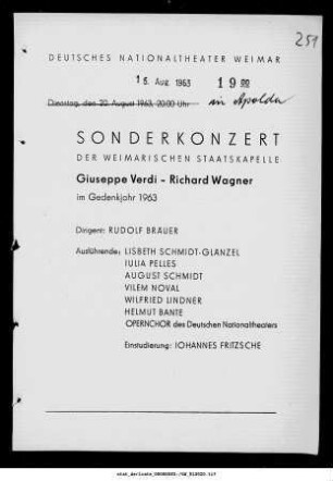 Sonderkonzert [...] Giuseppe Verdi - Richard Wagner