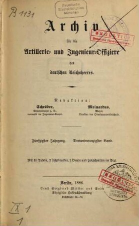 Archiv für die Artillerie- und Ingenieur-Offiziere des deutschen Reichsheeres. 93 = Jg. 50. 1886