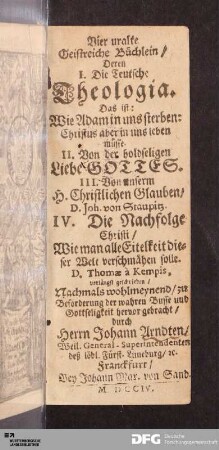 Vier uralte Geistreiche Büchlein