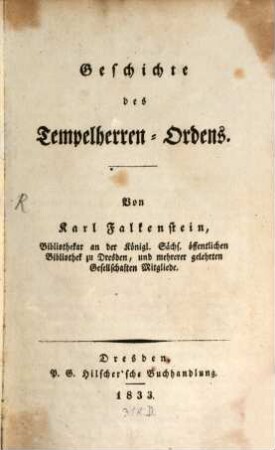Geschichte des Tempelherren-Ordens