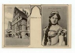 Käthchen und Ansicht der Gaststätte "Zum Käthchen", Kirchbrunnenstraße 15 (Pächter A. Köpf)