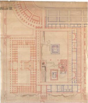 Thiersch, August ; Alexandria (Ägypten); Serapeum von Alexandria, Vorlagenblätter für Vorträge - Grundriss