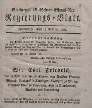 Nr. 5 : 15. Februar 1834
