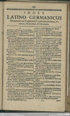 Index Latino-Germanicus Nomenclaturae, Populorum, Urbium, Virorum, Fluviorum, & Montium