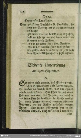 Siebente Unterredung am 29ten September