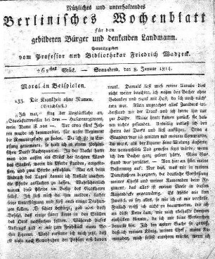 262stes Stueck, Sonnabend, den 8 Januar 1814