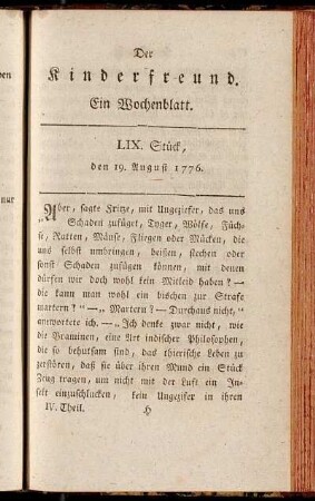 LIX. Stück, den 19. August 1776