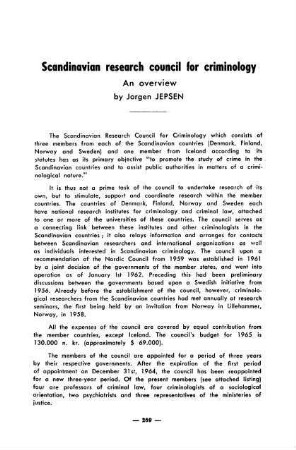 269-274, Scandinavian research council for criminology