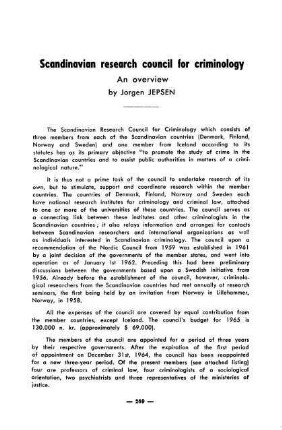 269-274, Scandinavian research council for criminology