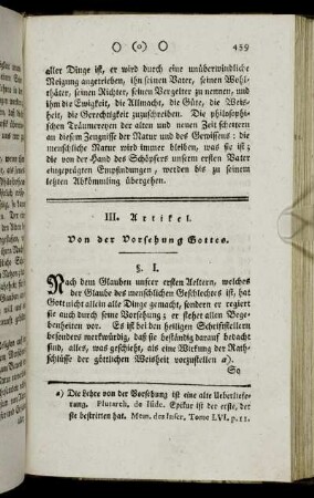 III. Artikel. Von der Vorsehung Gottes.