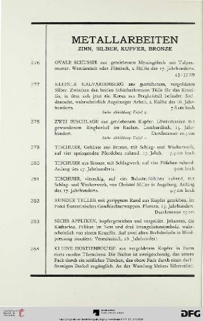 Metallarbeiten (Nr. 276-327)