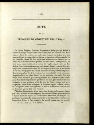 Note. Théorème de géométrie analytique.