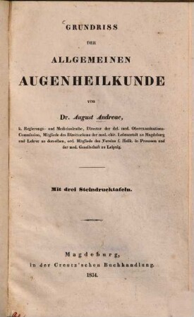 Grundriss der allgemeinen Augenheilkunde