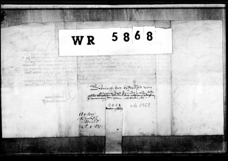 Erzbischof Berthold von Mainz bekennt, daß seine Einung mit dem Bund die anderen Glieder nicht binden soll, wenn er mit Graf Eberhard V. in Feindschaft kommen sollte.