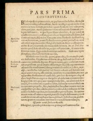 Pars Prima Controversiae.