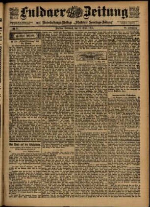 Erste Ausgabe vom Mittwoch, den 11. März 1903.