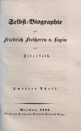 Selbst-Biographie des Friedrich Freiherrn v. Lupin auf Illerfeld. 2