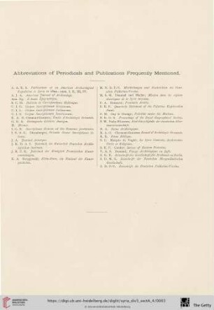 Abbreviations of Periodicals and Publications Frequently Mentioned