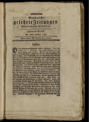 Zweytes Stück, den 10ten Januar, 1789.