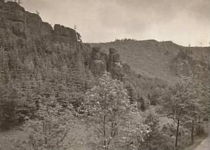 Erzgebirge. Tal der Kleinen Bockau. Granitriegel im Höllengrund