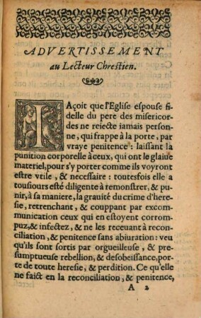 Forme D'Abivration D'Heresie, & Confession de foy, Que doiuent faire les desuoyez de la foy, pretendans estre receuz en l'Eglise