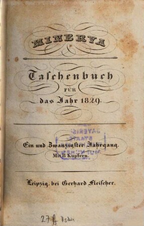 Minerva : Taschenbuch, 1829 = Jg. 21