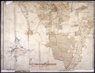 Salmanweilersches Dorf Spöck, Amt Ostrach Maßstab ca. 1 : 50000 Zeichner: wahrscheinlich Johan Faichtmeier col. handgez.
