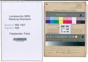 Entnazifizierung Franz Fassbender , geb. 17.07.1909 (Lagerist)