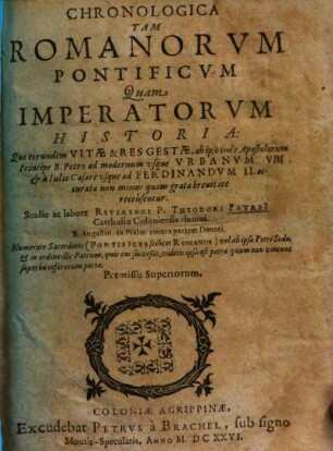 Chronologia tam Romanorum pontificium quam imperatorum historia
