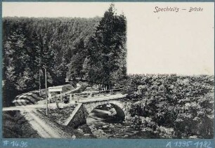 Blick in den Rabenauer Grund mit Brücke über die Rote Weißeritz bei Spechtritz (Rabenau)