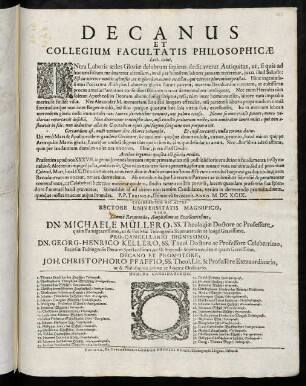 Decanus Et Collegium Facultatis Philosophicae Lect. Salut.