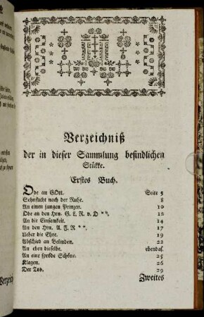 Verzeichniß der in dieser Sammlung befindlichen Stükke.