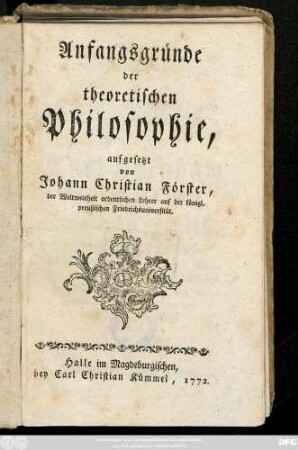 Anfangsgründe der theoretischen Philosophie