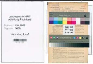 Entnazifizierung Josef Heinrichs , geb. 05.10.1904 (Schreiner)
