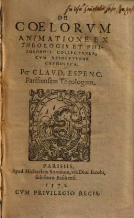 De Coelorum Animatione : Ex Theologicis Et Philosophis Collectanea, Cum Resolutione Catholica