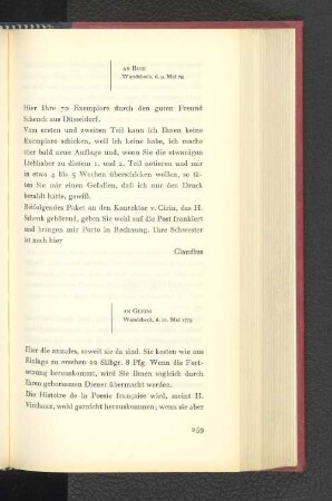 An Gleim Wandsbeck, den 21. Mai 1778