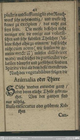 Animalia oder Thiere