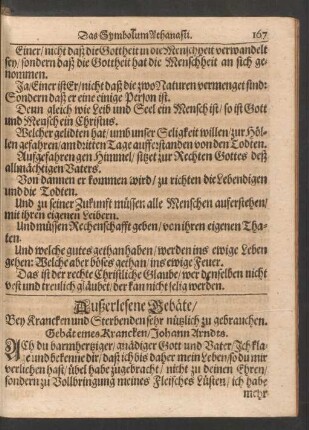 Außerlesene Gebäte/ Bey Krancken und Sterbenden sehr nützlich zu gebrauchen.