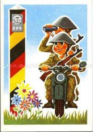 Postkarte mit NVA-Grenzsoldaten