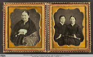 Hüftbild einer sitzenden Frau und Doppelbildnis zweier sitzender Töchter