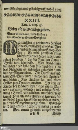 XXIII. Luc. 6. vers. 38. Gebet, so wird euch gegeben